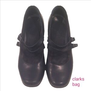 Clarks Black Leather Heels with Straps